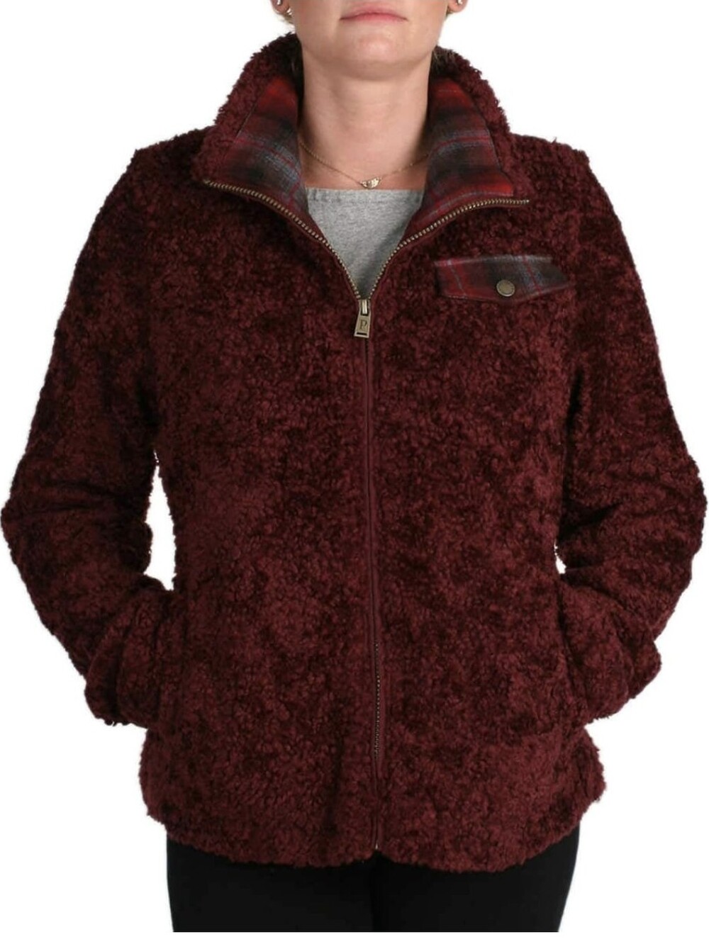 Pendleton Plush Maroon Sherpa Jacket - Zip Front Sz.S